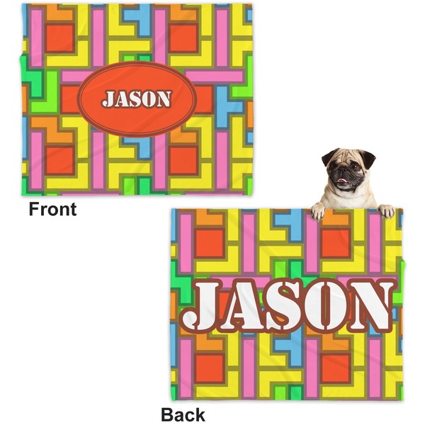 Tetromino Microfleece Dog Blanket - Large- Front & Back