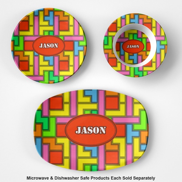 Tetromino Microwave & Dishwasher Safe CP Plastic Dishware - Group