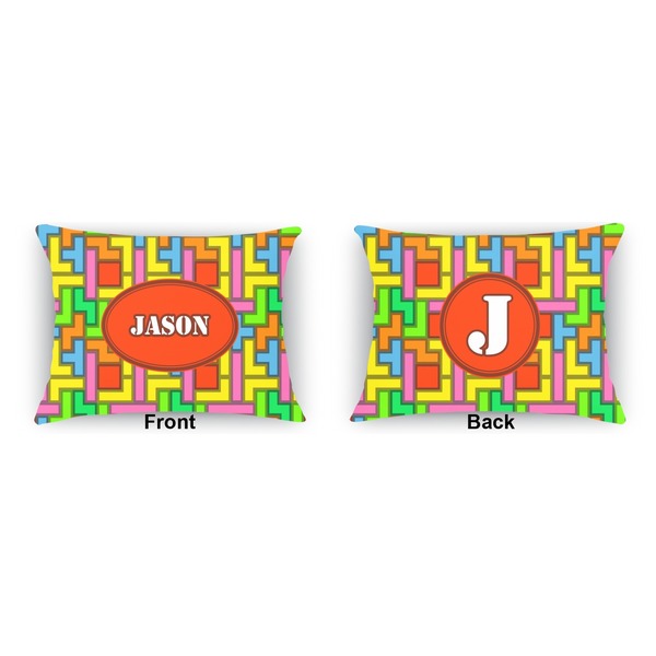 Tetromino Outdoor Rectangular Throw Pillow (Front and Back)