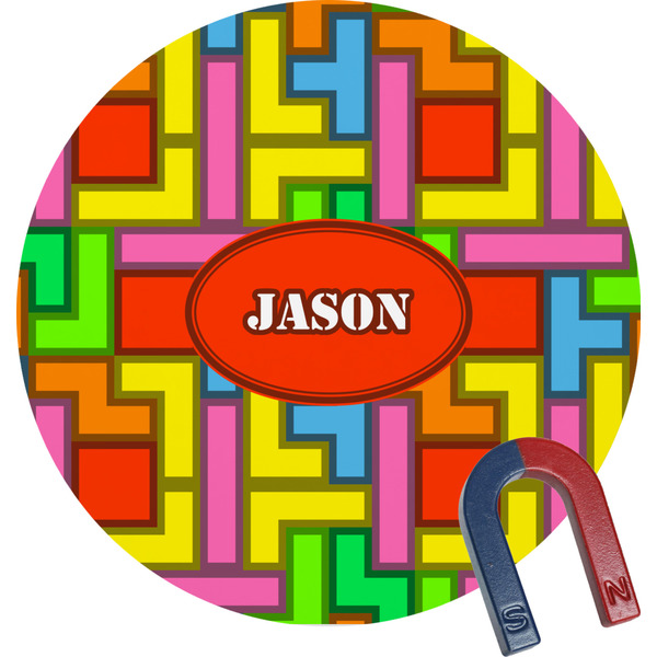 Custom Tetromino Round Fridge Magnet (Personalized)
