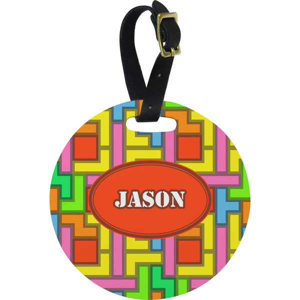Custom Tetromino Plastic Luggage Tag - Round (Personalized)