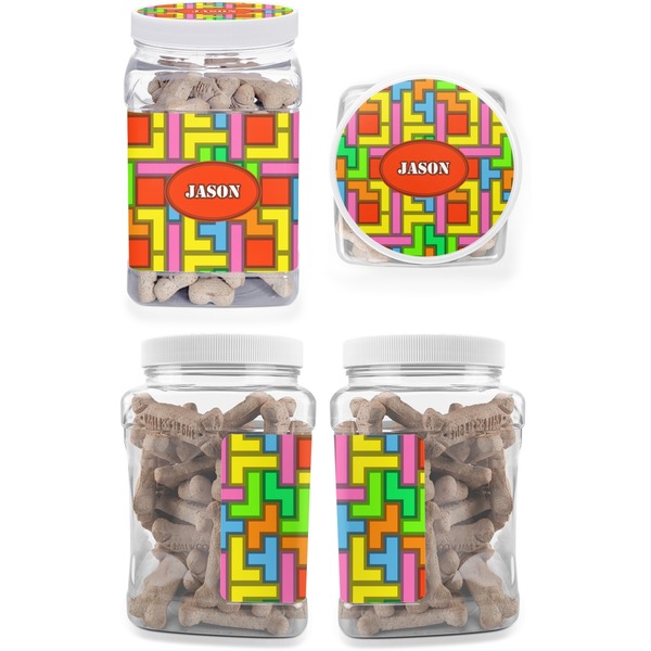 Tetromino Pet Treat Jar - Multiple Angles