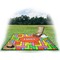 Tetromino Picnic Blanket - with Basket Hat and Book - in Use