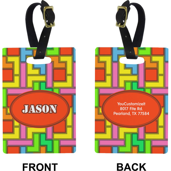 Tetromino Rectangle Luggage Tag (Front + Back)