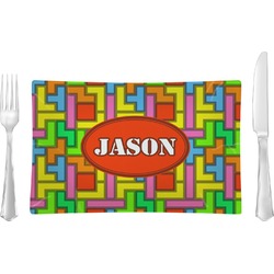 Tetromino Rectangular Glass Lunch / Dinner Plate - Single or Set (Personalized)