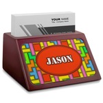 Tetromino Red Mahogany Business Card Holder (Personalized)