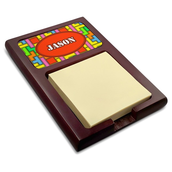 Custom Tetromino Red Mahogany Sticky Note Holder (Personalized)