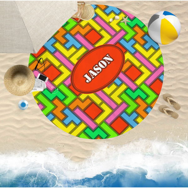 Tetromino Round Beach Towel Lifestyle