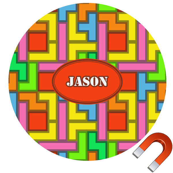 Custom Tetromino Round Car Magnet - 6" (Personalized)