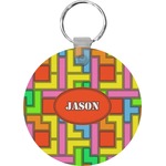 Tetromino Round Plastic Keychain (Personalized)