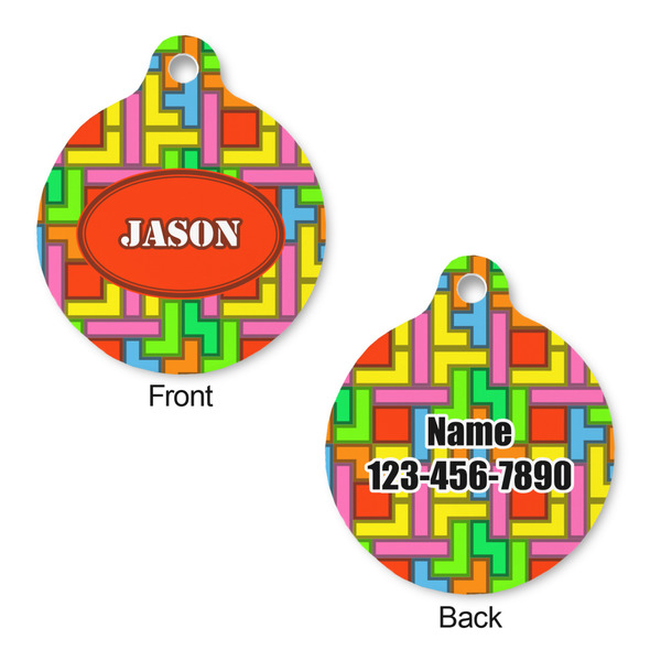 Tetromino Round Pet Tag - Front & Back
