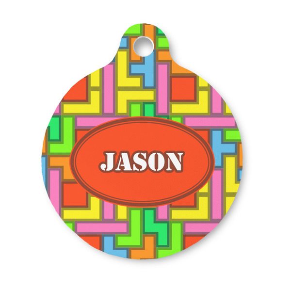 Custom Tetromino Round Pet ID Tag - Small (Personalized)
