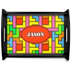 Tetromino Black Wooden Tray - Large (Personalized)