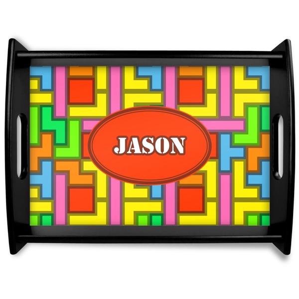 Custom Tetromino Black Wooden Tray - Large (Personalized)