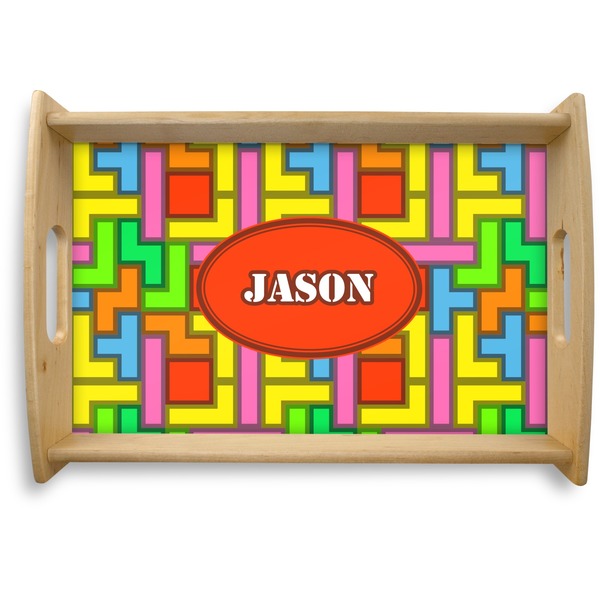 Custom Tetromino Natural Wooden Tray - Small (Personalized)
