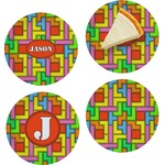 Tetromino Set of 4 Glass Appetizer / Dessert Plate 8" (Personalized)