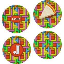 Tetromino Set of 4 Glass Appetizer / Dessert Plate 8" (Personalized)