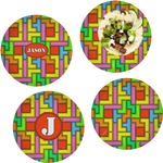 Tetromino Set of 4 Glass Lunch / Dinner Plate 10" (Personalized)