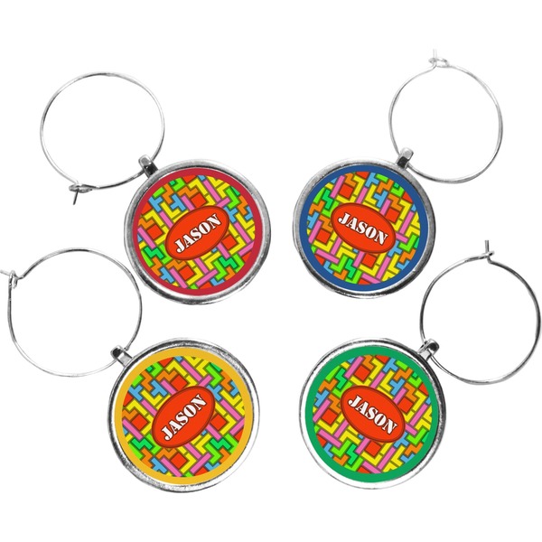 Custom Tetromino Wine Charms (Set of 4) (Personalized)