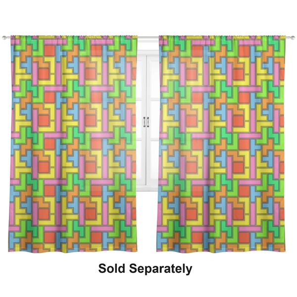 Tetromino Sheer Curtains Double