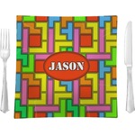 Tetromino 9.5" Glass Square Lunch / Dinner Plate- Single or Set of 4 (Personalized)