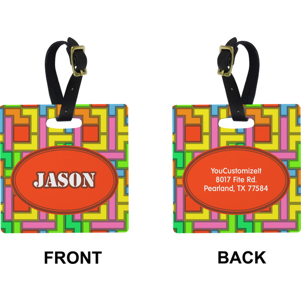 Tetromino Square Luggage Tag (Front + Back)