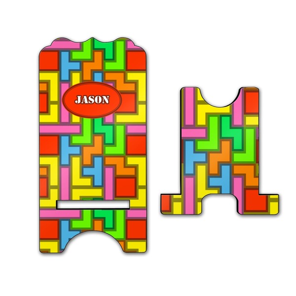 Tetromino Stylized Phone Stand - Front & Back - Large