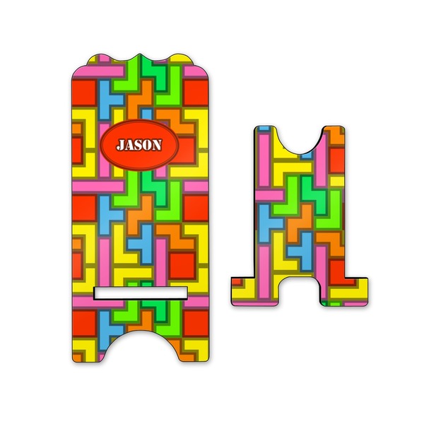 Tetromino Stylized Phone Stand - Front & Back - Small