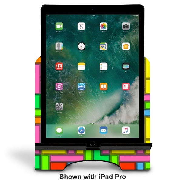Tetromino Stylized Tablet Stand - Front with ipad