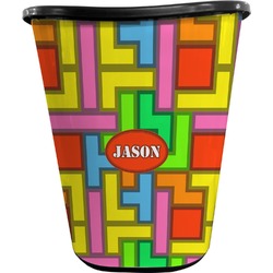 Tetromino Waste Basket - Single Sided (Black) (Personalized)