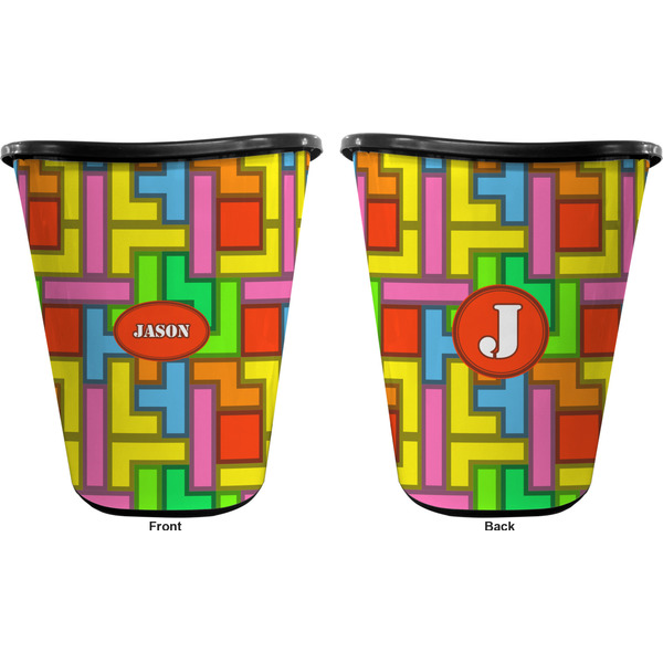 Tetromino Trash Can Black - Front and Back - Apvl