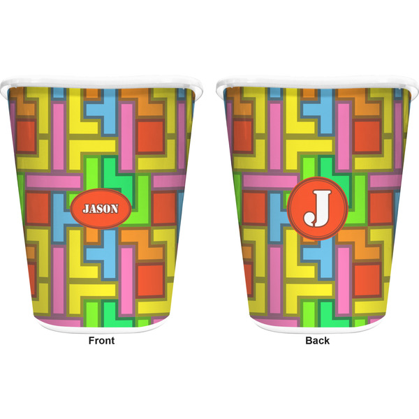 Tetromino Trash Can White - Front and Back - Apvl