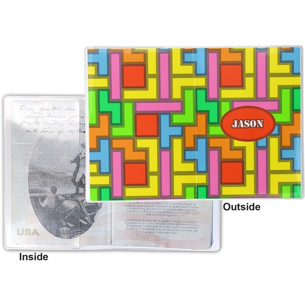 Tetromino Vinyl Passport Holder - Flat Front and Back