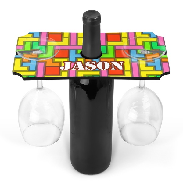 Custom Tetromino Wine Bottle & Glass Holder (Personalized)