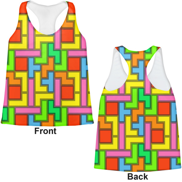 Tetromino Womens Racerback Tank Tops - Medium - Front and Back