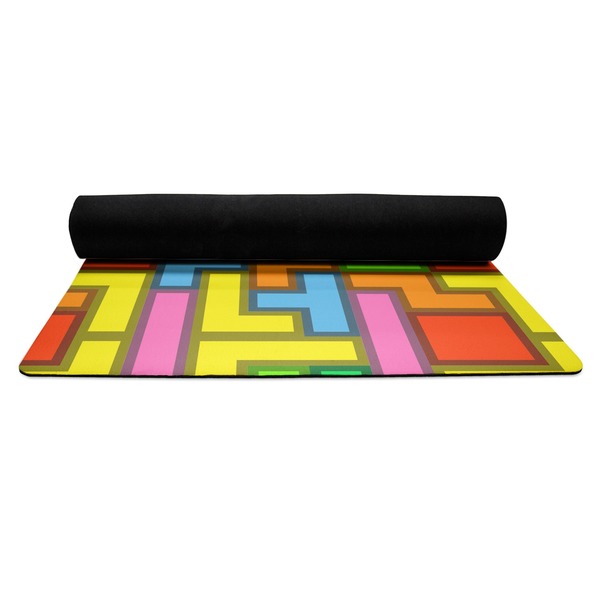 Tetromino Yoga Mat Rolled up Black Rubber Backing