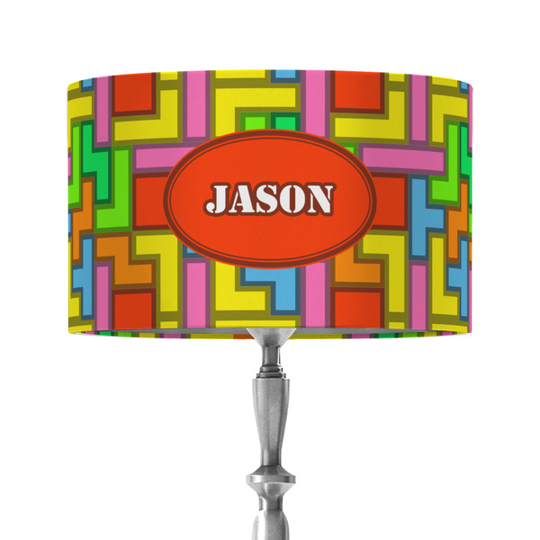 Tetromino 12" Drum Lampshade - ON STAND (Fabric)