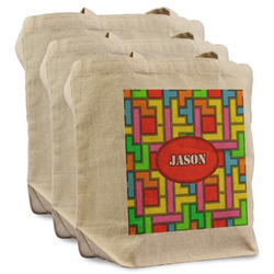 Tetromino Reusable Cotton Grocery Bags - Set of 3 (Personalized)