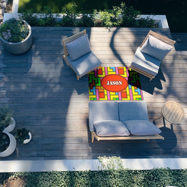 Tetromino 3'x5' Patio Rug - In Context