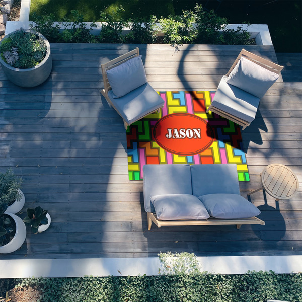 Tetromino 5'x7' Patio Rug - In context