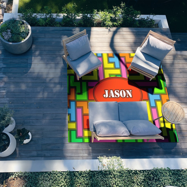 Tetromino 8'x10' Patio Rug - In context