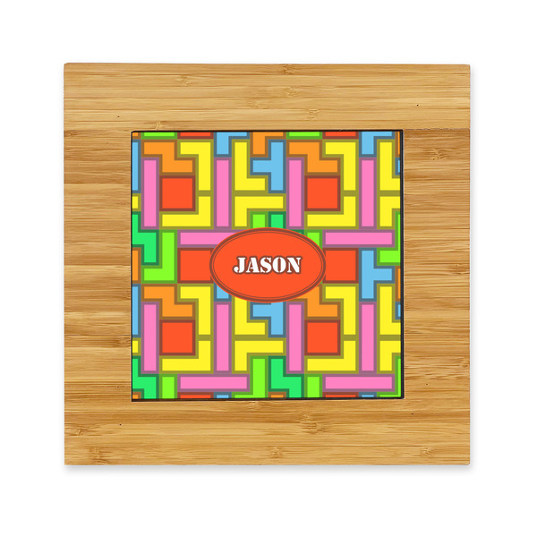 Custom Tetromino Bamboo Trivet with Ceramic Tile Insert (Personalized)