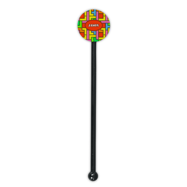 Tetromino Black Plastic 5.5" Stir Stick - Round - Single Stick