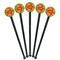 Tetromino Black Plastic 7" Stir Stick - Round - Fan View