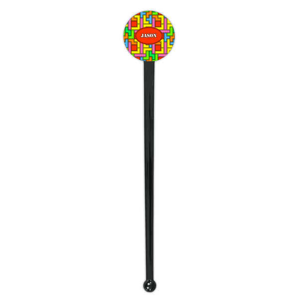Tetromino Black Plastic 7" Stir Stick - Round - Single Stick