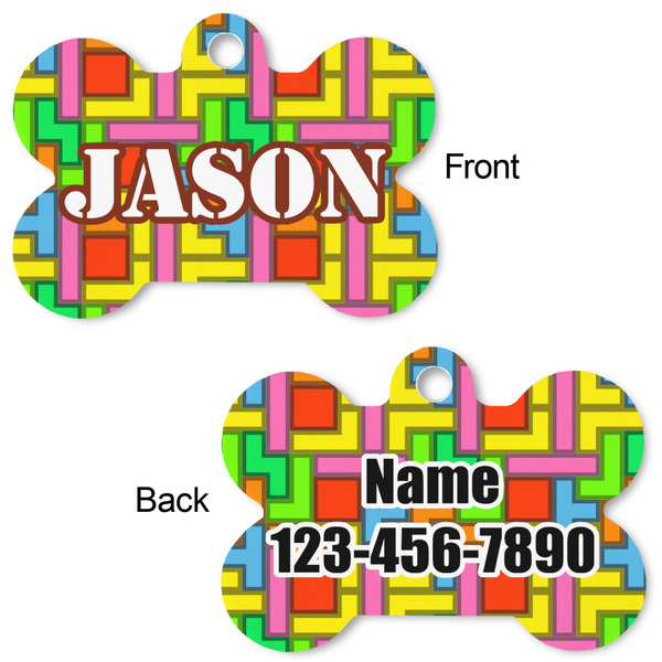 Tetromino Bone Shaped Dog Tag - Front & Back