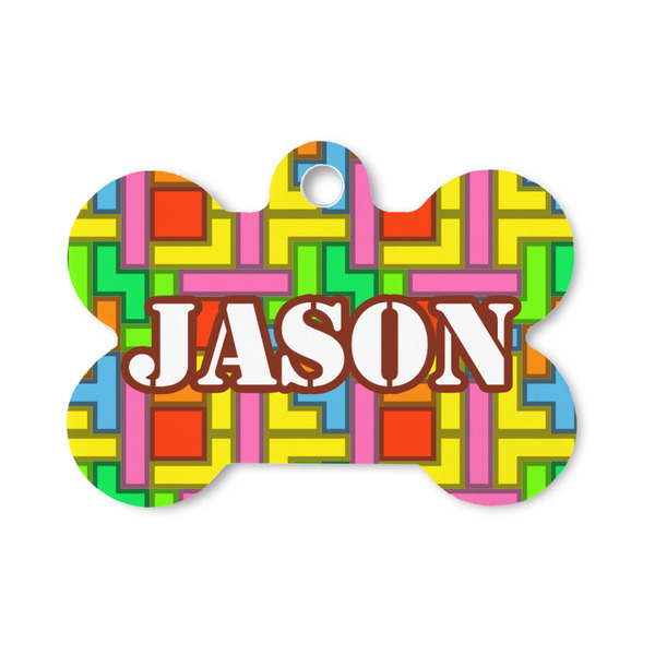 Custom Tetromino Bone Shaped Dog ID Tag - Small (Personalized)