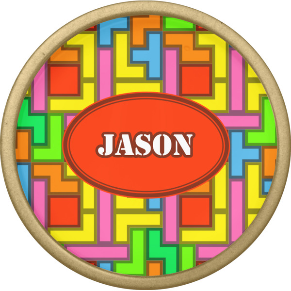 Tetromino Cabinet Knob - Gold - Front