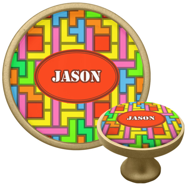 Custom Tetromino Cabinet Knob - Gold (Personalized)