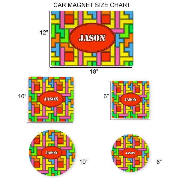 Tetromino Car Magnets - SIZE CHART
